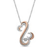 Thumbnail Image 1 of Open Hearts Rhythm by Jane Seymour™ 1/10 CT. T.W. Diamond Layered Pendant in Sterling Silver and 10K Rose Gold