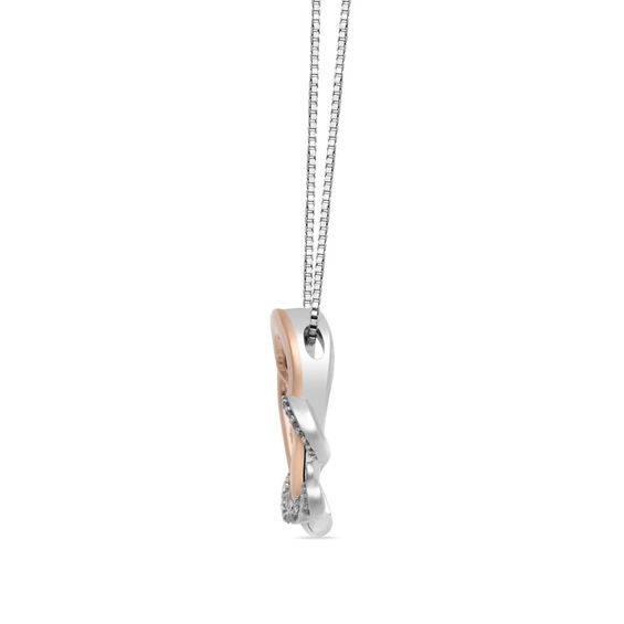 Open Hearts by Jane Seymourâ¢ 1/15 CT. T.w. Diamond Pendant in Sterling Silver and 10K Rose Gold