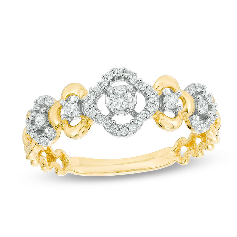 1/5 CT. T.W. Diamond Flower Frame Ring in 10K Gold | Zales
