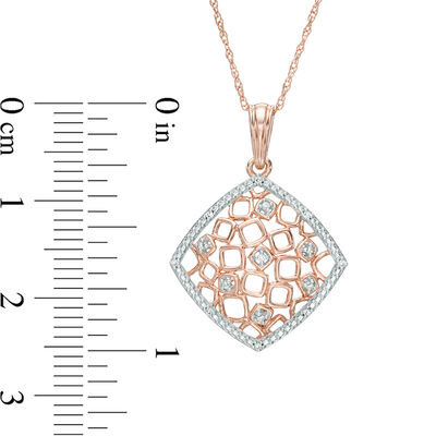 Diamond Accent Titled Square Pendant in 10k White or Yellow Gold
