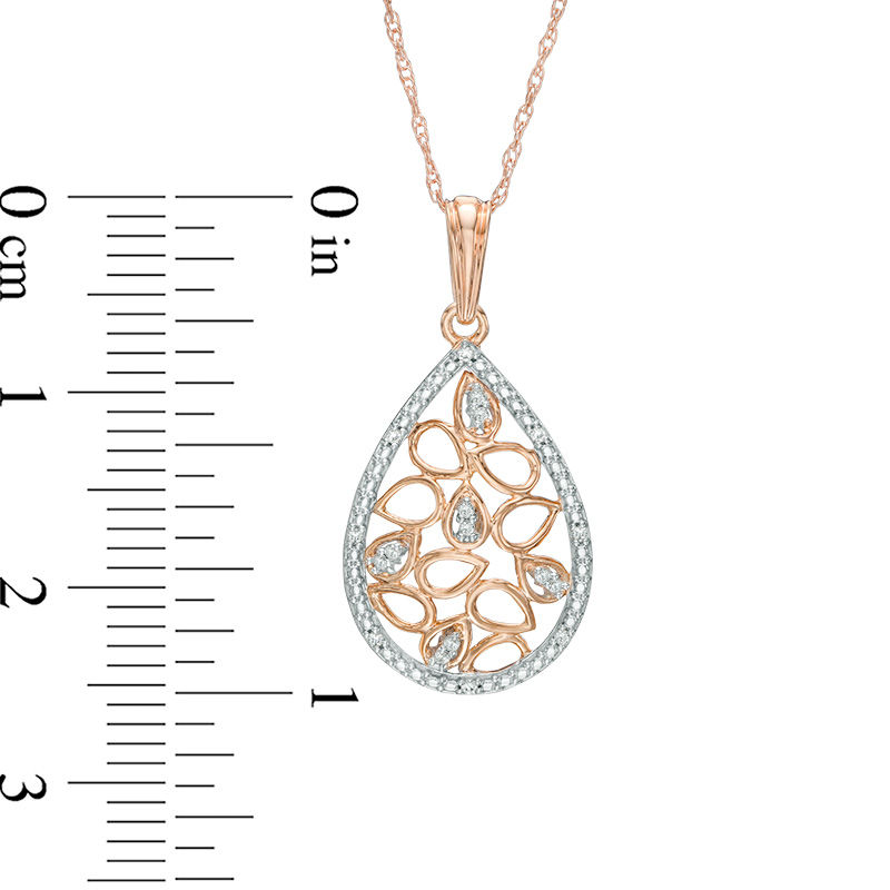 Diamond Accent Teardrop-Shaped Pendant in 10K Two-Tone Gold