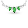 Thumbnail Image 0 of Marquise Emerald and Diamond Accent Three Stone Necklace in 14K White Gold - 16"