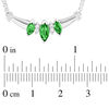 Thumbnail Image 1 of Marquise Emerald and Diamond Accent Three Stone Necklace in 14K White Gold - 16"