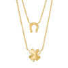 Thumbnail Image 1 of Horseshoe and Four Leaf Clover Double Strand Necklace in 10K Gold - 17"