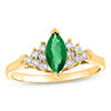 Thumbnail Image 0 of Marquise Emerald and 1/5 CT. T.W. Diamond Composite Ring in 14K Gold