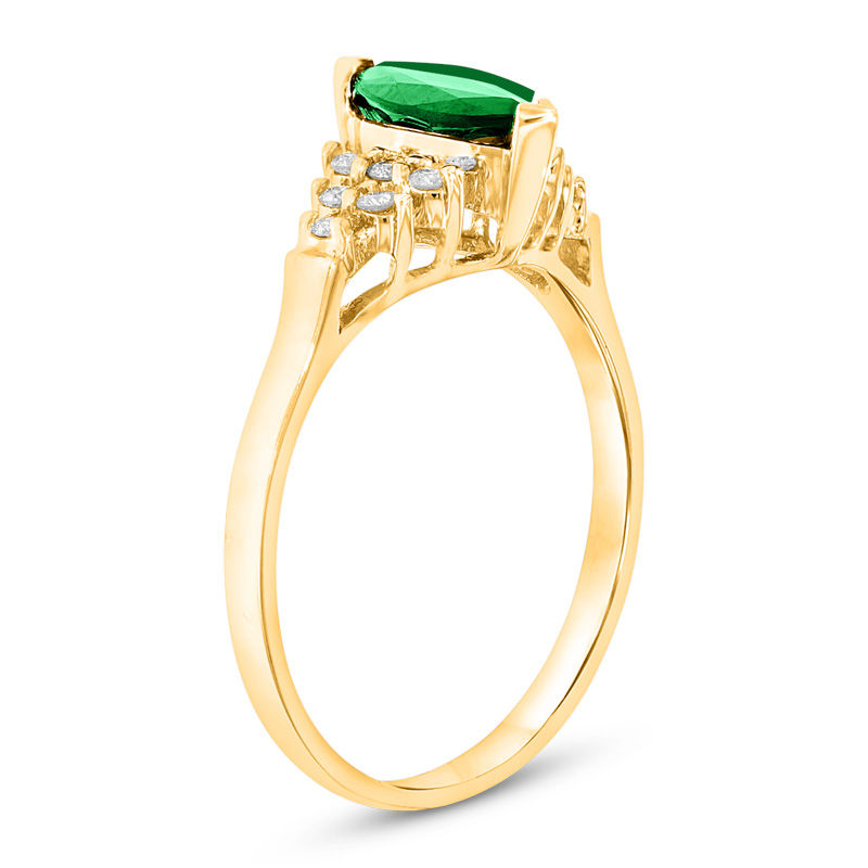 Marquise Emerald and 1/5 CT. T.W. Diamond Composite Ring in 14K Gold