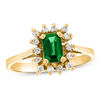 Thumbnail Image 0 of Emerald-Cut Emerald and 1/8 CT. T.W. Diamond Starburst Frame Ring in 14K Gold