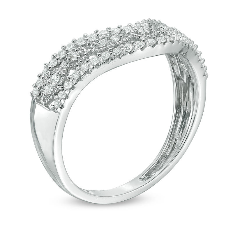 1/3 CT. T.W. Diamond Vintage-Style Contoured Band in 10K White Gold