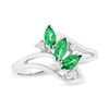 Thumbnail Image 0 of Marquise Emerald and Diamond Accent Three Stone Bypass Ring in 14K White Gold