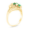 Thumbnail Image 2 of Marquise Emerald and Diamond Accent Three Stone Bypass Ring in 14K Gold