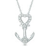 Thumbnail Image 0 of 1/10 CT. T.W. Diamond Heart-Top Anchor Pendant in 10K White Gold