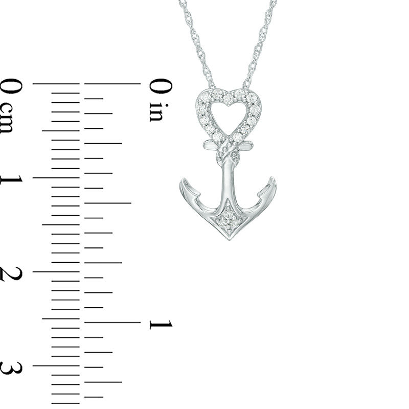 1/10 CT. T.W. Diamond Heart-Top Anchor Pendant in 10K White Gold