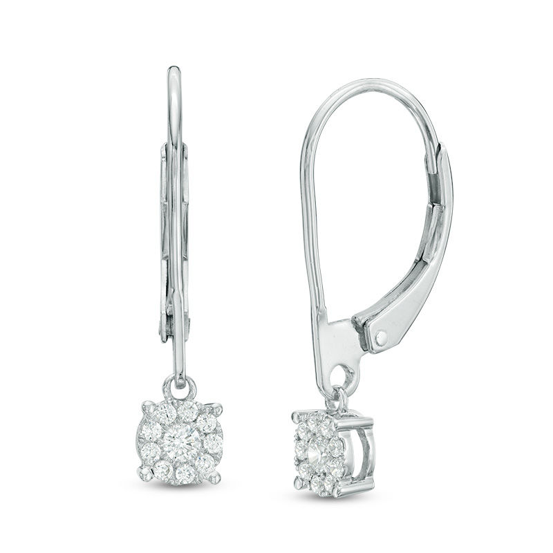 Main Image 1 of 1/5 CT. T.W. Composite Diamond Drop Earrings in 10K White Gold