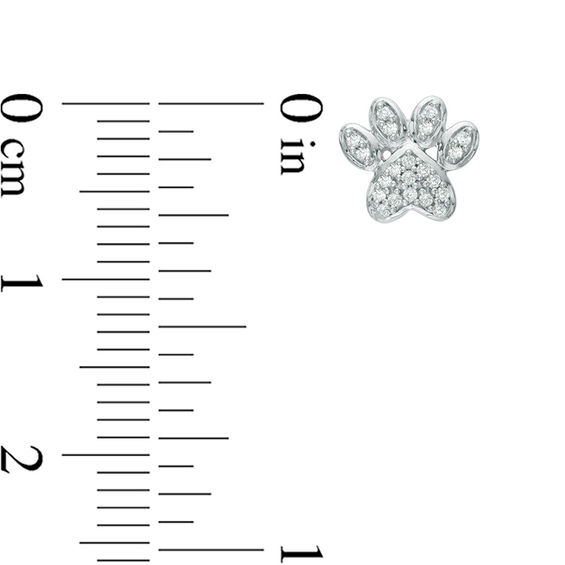 1/10 CT. T.w. Diamond Paw Print Stud Earrings in 10K White Gold
