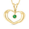 Emerald Solitaire Heart Pendant in 14K Gold