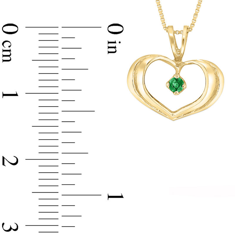 Main Image 2 of Emerald Solitaire Heart Pendant in 14K Gold