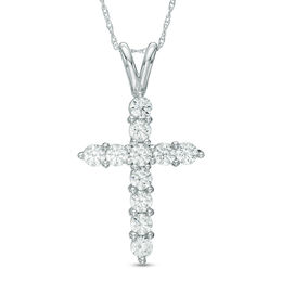 1-1/5 CT. T.W. Diamond Cross Pendant in 14K White Gold