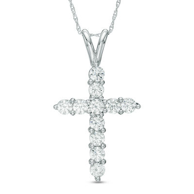 1-1/5 CT. T.W. Diamond Cross Pendant in 