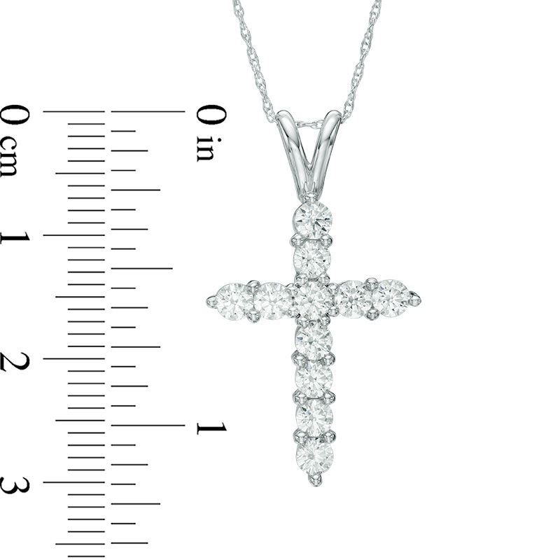 1-1/5 CT. T.W. Diamond Cross Pendant in 14K White Gold