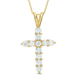 1-1/5 CT. T.W. Diamond Cross Pendant in 14K Gold