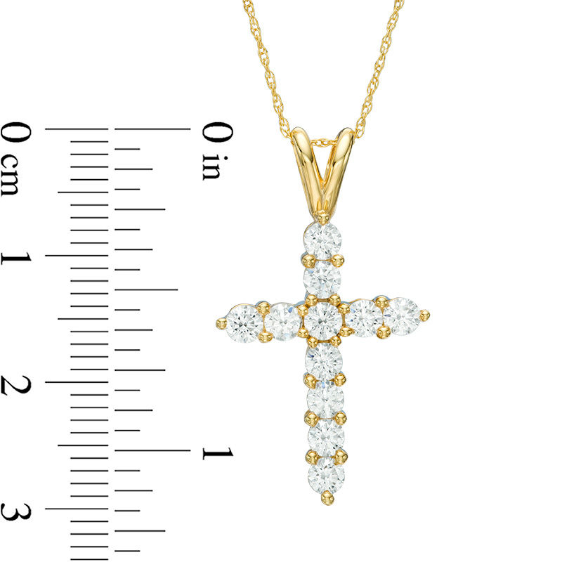 Main Image 2 of 1-1/5 CT. T.W. Diamond Cross Pendant in 14K Gold