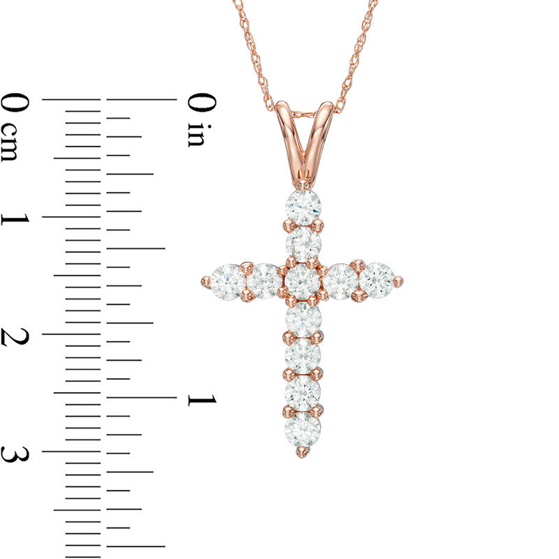 1-1/5 CT. T.W. Diamond Cross Pendant in 14K Rose Gold