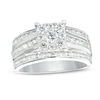 Thumbnail Image 0 of 1-1/2 CT. T.W. Diamond Square Frame Multi-Row Engagement Ring in 14K White Gold