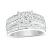 Thumbnail Image 1 of 1-1/2 CT. T.W. Diamond Square Frame Multi-Row Engagement Ring in 14K White Gold