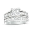 Thumbnail Image 1 of 1-3/4 CT. T.W. Quad Princess-Cut Diamond Vintage-Style Bridal Set in 14K White Gold