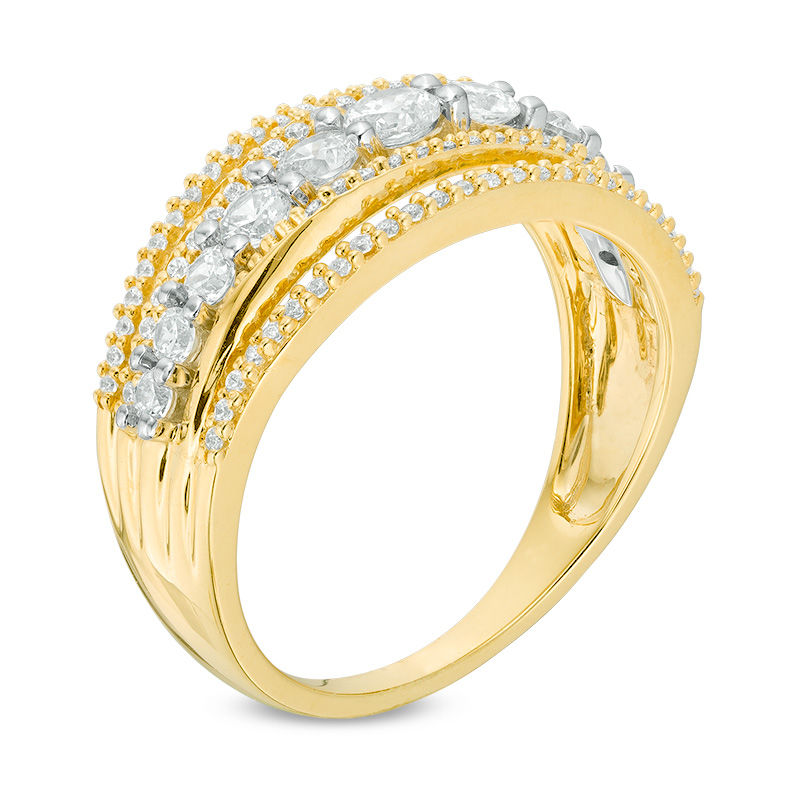 1 CT. T.W. Diamond Multi-Row Split Shank Band in 14K Gold