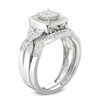 Thumbnail Image 2 of 1/2 CT. T.W. Multi-Diamond Cushion Frame Vintage-Style Bridal Set in 10K White Gold