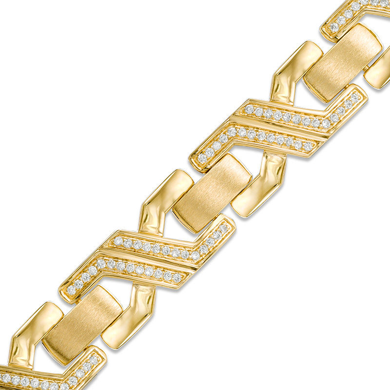 Main Image 1 of 1 CT. T.W. Diamond Greek-Style "X" Link Bracelet in 10K Gold - 8.5"