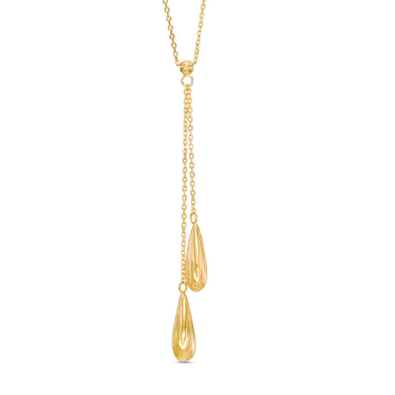 Main Image 1 of Double Teardrop Lariat-Style Necklace in 10K Gold