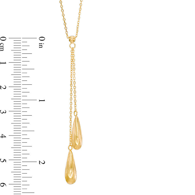 Main Image 2 of Double Teardrop Lariat-Style Necklace in 10K Gold
