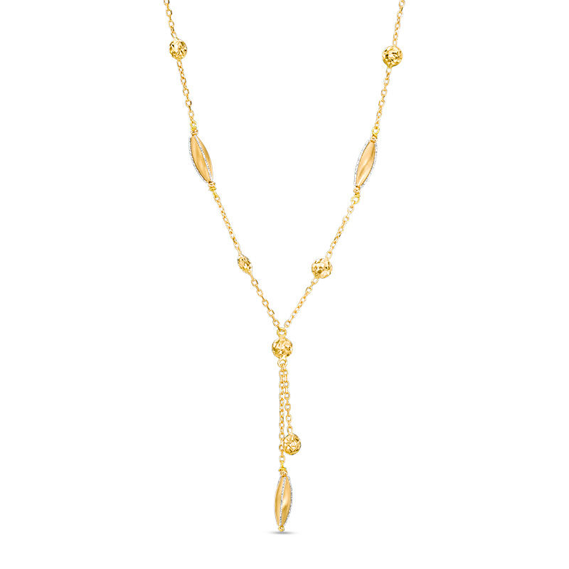 Main Image 1 of Diamond-Cut Round and Marquise Beaded "Y"  Necklace in 10K Gold - 17"