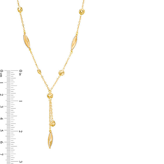 Diamond-Cut Round and Marquise Beaded "Y" Necklace in 10K Gold - 17"