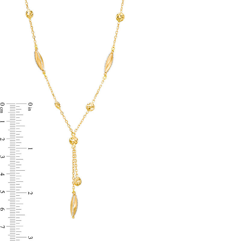 Main Image 2 of Diamond-Cut Round and Marquise Beaded "Y"  Necklace in 10K Gold - 17"