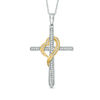 Thumbnail Image 1 of 1/5 CT. T.W. Diamond Cross with Heart Pendant in 10K Two-Tone Gold