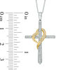Thumbnail Image 2 of 1/5 CT. T.W. Diamond Cross with Heart Pendant in 10K Two-Tone Gold