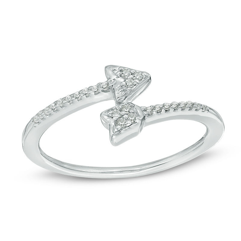 Diamond Accent Arrow Wrap Bypass Ring in Sterling Silver | Zales