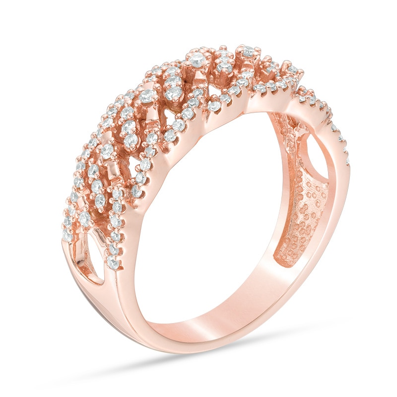 1/3 CT. T.W. Diamond Wave Ring in 10K Rose Gold