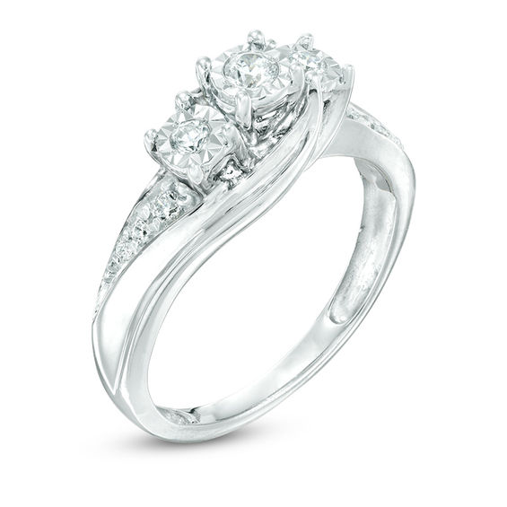1/4 CT. T.w. Diamond Past Present FutureÂ® Bypass Engagement Ring in 10K White Gold
