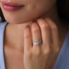 Thumbnail Image 2 of 1/4 CT. T.W. Diamond Past Present Future® Bypass Engagement Ring in 10K White Gold