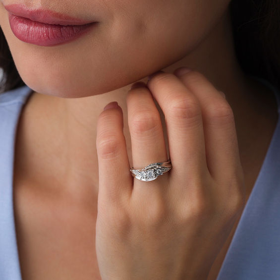 1/4 CT. T.w. Diamond Past Present FutureÂ® Bypass Engagement Ring in 10K White Gold