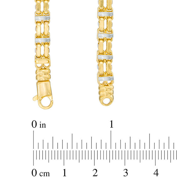 Men's Double Row Link Necklace in 10K Two-Tone Gold - 24"