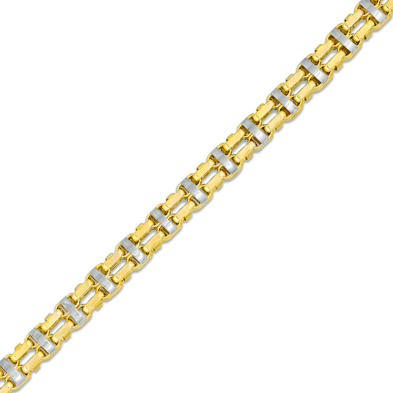 Main Image 1 of Double Row Link Chain Bracelet in 10K Two-Tone Gold - 8.5"