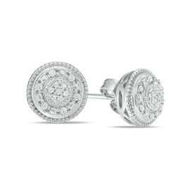 1/10 CT. T.W. Composite Diamond Frame Vintage-Style Stud Earrings in Sterling Silver