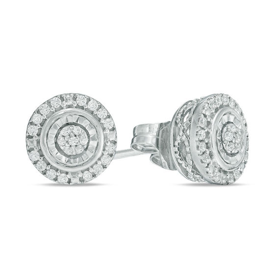1/6 CT. T.w. Composite Diamond Frame Stud Earrings in Sterling Silver