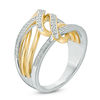 Thumbnail Image 1 of 1/5 CT. T.W. Diamond Interlocking Loop Ring in Sterling Silver and 10K Gold