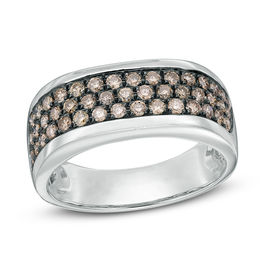 1 CT. T.W. Champagne Diamond Multi-Row Anniversary Band in 10K White Gold